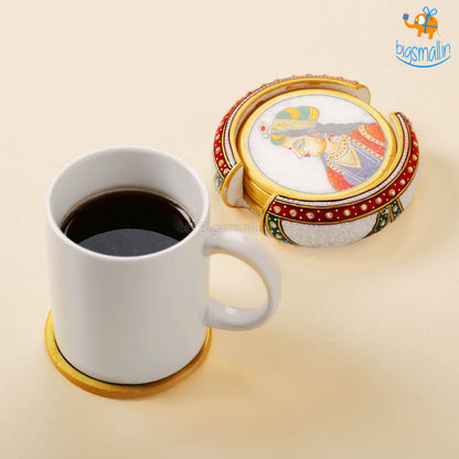 Hand-Painted Marble Queen Coasters - Set of 6