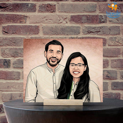 Personalized Caricature Wooden Portrait