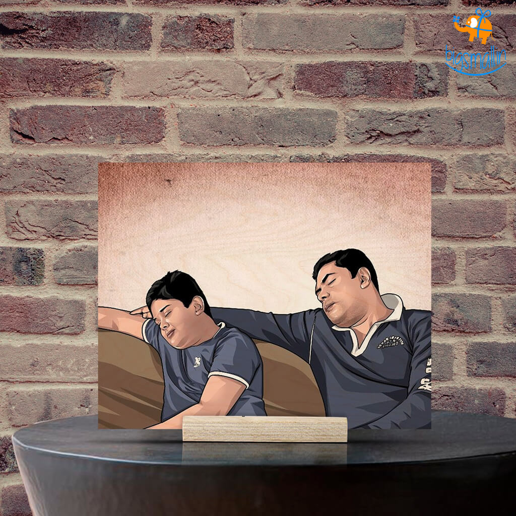 Personalized Caricature Wooden Portrait