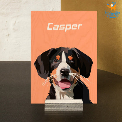 Personalized Pets Caricature Wooden Portrait