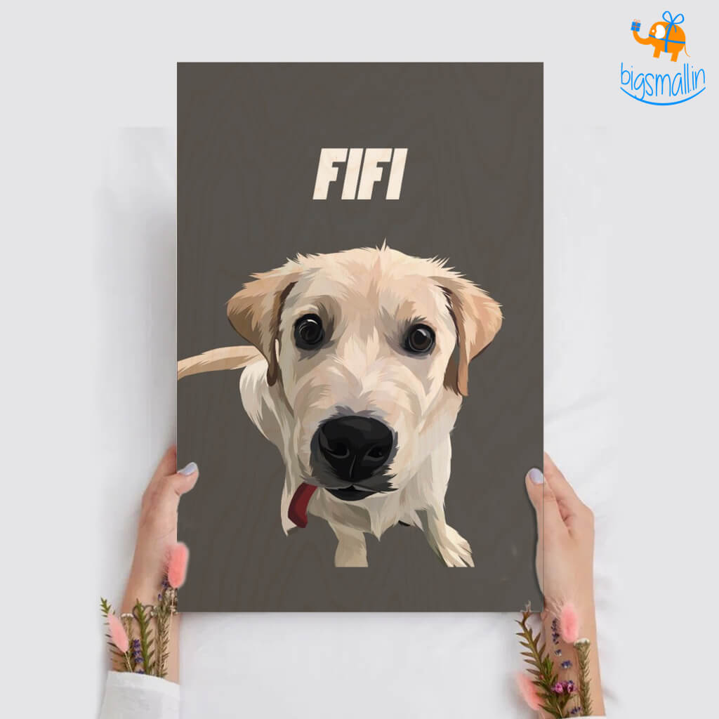 Personalized Pets Caricature Wooden Portrait