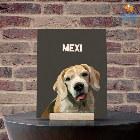 Personalized Pets Caricature Wooden Portrait