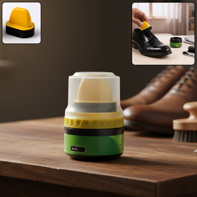Black Shoe Polish Cream with Built-In Sponge – Quick Shine, No Brush Needed (60 ML)