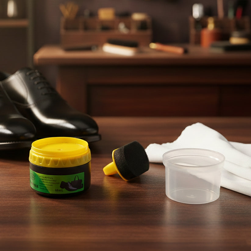 Black Shoe Polish Cream with Built-In Sponge – Quick Shine, No Brush Needed (60 ML)